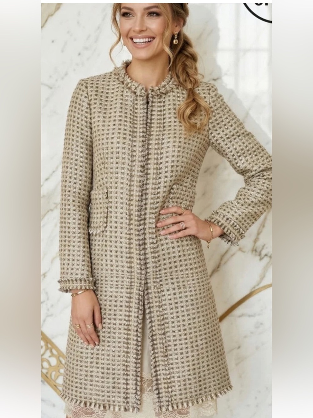 Dorothee Schumacher Women's Tweed Long Shimmer Coat Lined